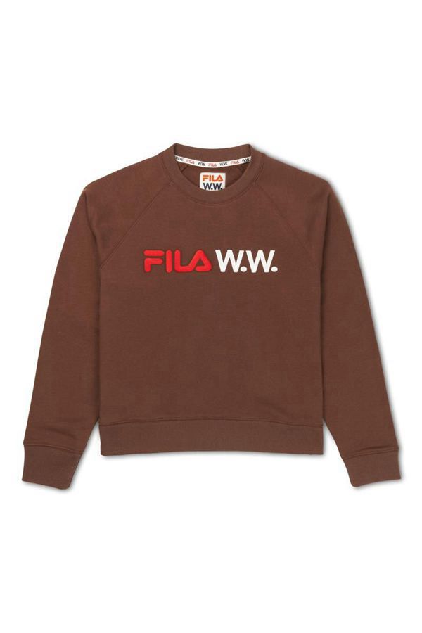 Fila X Wood Wood Elena Crew Women's Sweatshirts - Saddlebrown,NZ 456-74236